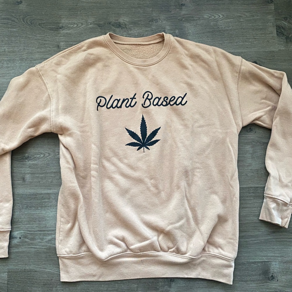 Tan crewneck plant based logo sweatshirt